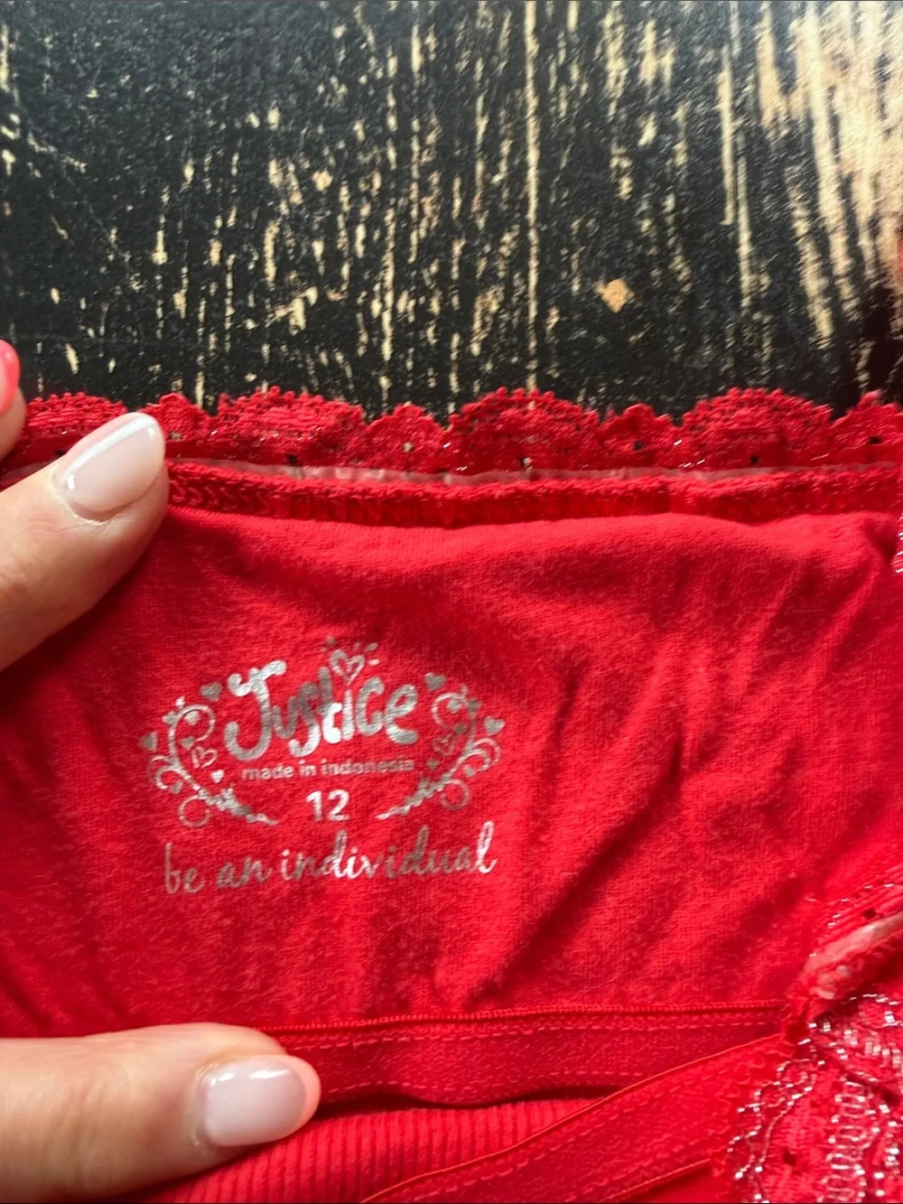 Justice Red Lace-Trim Tank Top